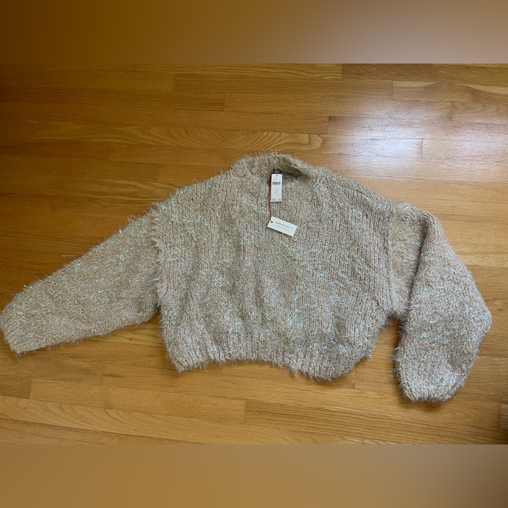 ANTHROPOLOGIE IRIDESCENT BRUSHED CREW-NECK SWEATER